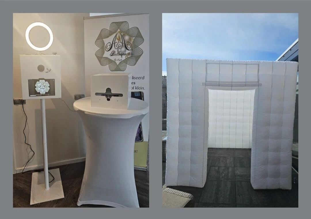 Witte opblaasbare photoboothtent van A&A Balloons